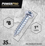 Hillman 116938 Power Pro One Zinc Interior Multi-Material Screw #8 x 1", 35-Pack