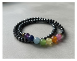 Handmade Dark Crystal-like Chakra Accent Bracelet Set