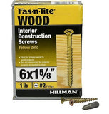 Hillman 48804 Fas-N-Tite Bugle Head All Purpose Wood Screws #6 x 1-5/8" 190-Pack