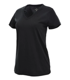 Blue Mountain YKL-9072  Women's Short-Sleeve V-Neck T-Shirt Black, XL