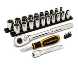 GearWrench GWXSCBMTS12 Chrome 1/2" Drive Metric/SAE Socket Wrench Set, 27 pc.