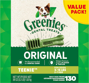 Greenies Original 10229569 Dental Care Oral Chews Teenie Dog Treats, Pack of 130