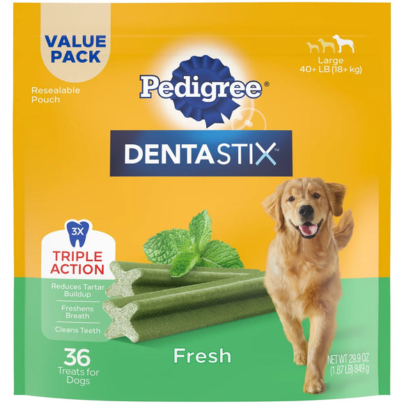 Dentastix 10236877 Fresh Flavor Dental Care Dog Treats for Large Dogs - 36 Count