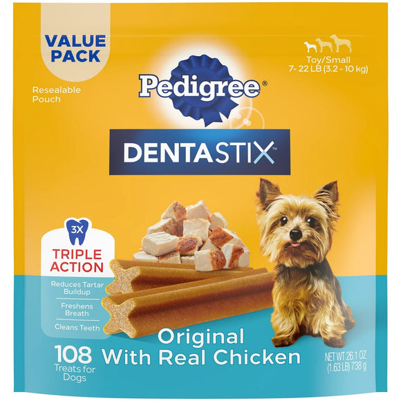 Dentastix 10236885 Real Chicken Flavor Dental Care Small Dog Treats - 108 Count