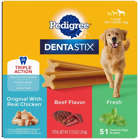 Dentastix Original, Beef & Fresh Variety Large Dog Dental Care Treats - 51 Count