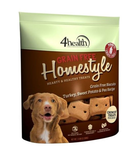 4health Grain Free Homestyle 5lb Turkey Sweet Potato and Peas Flavor Dog Biscuit