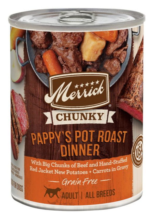 Merrick Grain Free Chunky Pappy's Pot Roast Wet Dog Food, 12.7 oz. 1 Can