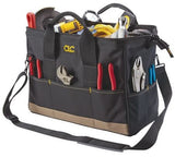 CLC 1165 16" Heavy Duty Polyester BigMouth Black Tote Bag with 22 Pocket, Large
