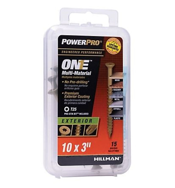 Hillman 116804 Power Pro One Bronze Multi-Material Wood Screws #10 x 3