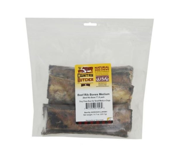 The Country Butcher 1197 Beef Rib Bones Medium Natural Dog Chew Treats - 9 Count