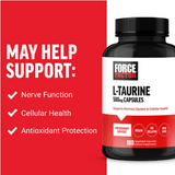 L-Taurine - Supports Nervous System - 500 MG (180 Capsules)