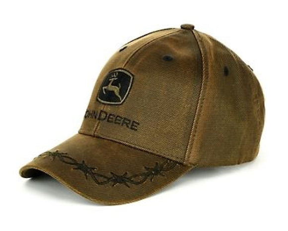 John Deere 1308-0099BW Men's Embroidered Logo Cap 100% Cotton Brown Oil Skin