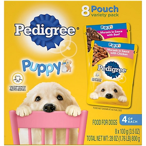 Pedigree Cuts Puppy Chicken & Beef in Gravy Dog Food, 3.5 oz. Can, Pack of 8