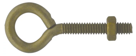 Hardware Essentials 322611 Eye Bolt With Hex Nut Gold-Plated (1/4