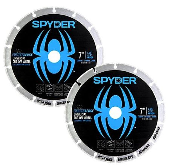 Spyder 14007-2 7 in. Diamond Abrasive Edge Universal Cut-Off Wheel, 2-Pack