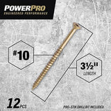Hillman 116805 Power Pro One Bronze Multi-Material Screws #10 x 3-1/2", 12-Pack