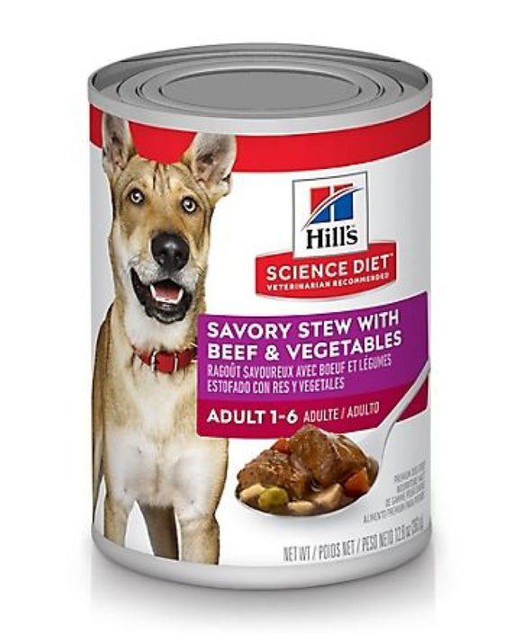 Hill's Science Adult Savory Beef and Vegetables Stew Wet Dog Food 12.8 oz. 1 Can