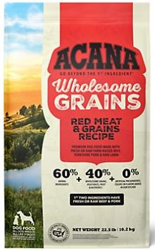 Acana F1B202032K10200 - Wholesome Grains Red Meat Dry Dog Food, 22.5 lb.