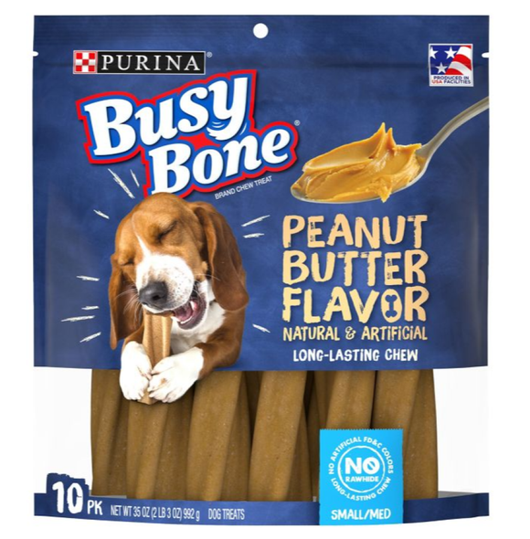 Purina Busy 38100 19197 Bone Peanut Butter Dog Treats, 10 ct.