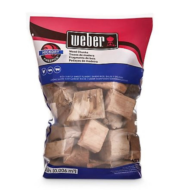 Weber 17148 Sweet Hickory Flavor Wood Chunks for Smoking & Grilling, 350 cu. in.