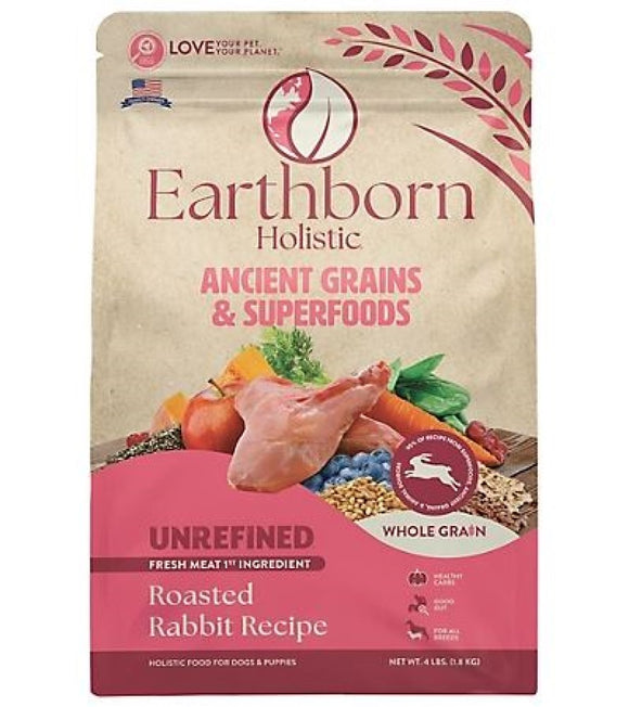 Earthborn Holistic 1750538 Unrefined Roasted Rabbit Dry Dog Food, 4 lb.