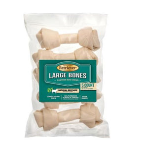 Retriever Large Bones 182TSC Natural Beefhide Rawhide Dog Chew Treats - 5 Count