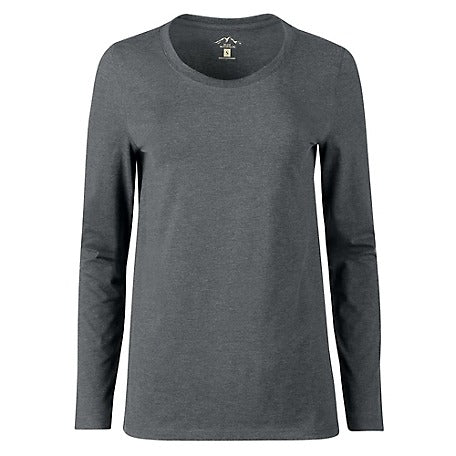 Blue Mountain Women's Long-Sleeve Solid Scoop Neck T-Shirt, Heather Grey, Medium