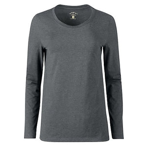 Blue Mountain Women's Long-Sleeve Solid Scoop Neck T-Shirt, Heather Grey, Large