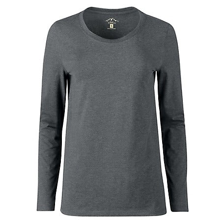 Blue Mountain Women's Long-Sleeve Solid Scoop Neck T-Shirt, Heather Grey, Small