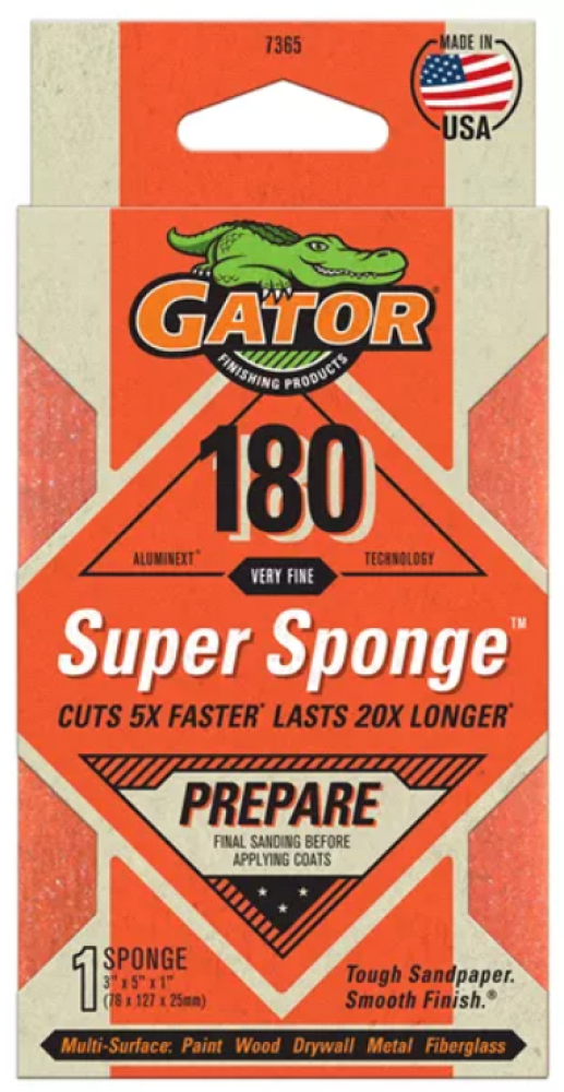 Big Gator Tools 7365 180 Grit Very Fine Gator Premium Sanding Sponge