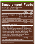 Organic Calcium Bone Formula - Plant-Derived Bone Support w/ Vitamins, 120 Caps
