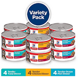 Hill's Science Diet Adult Tender Dinner Wet Cat Food Variety pack, Pack of 12