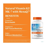 Natural Vitamin K2 MK-7 with MenaQ7 - Supports Bone Health - 100mcg, 60 Capsules