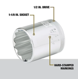 DeWALT DWMT86473OSP Chrome SAE 12-Point Short Socket, 1/2 in. Drive 1-1/8 in. L.