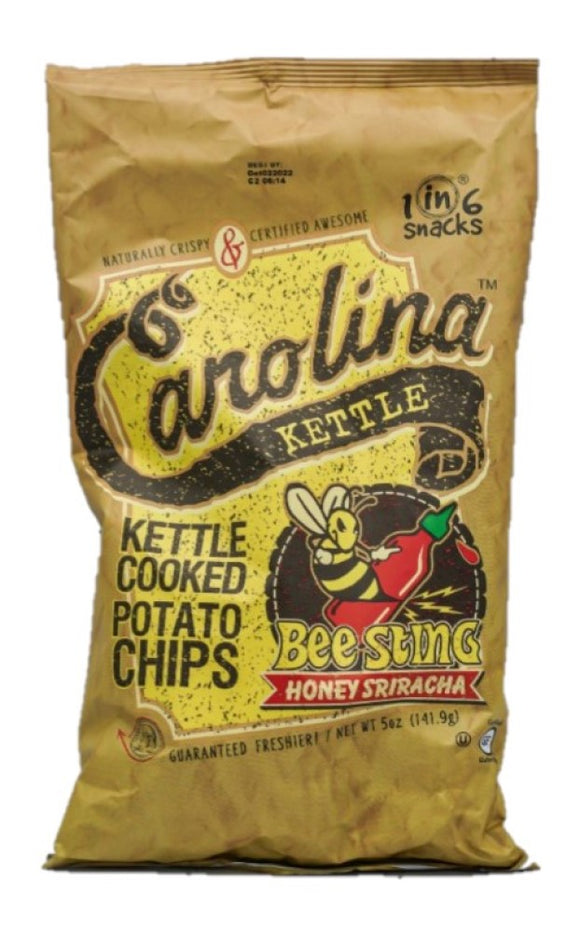 1-in-6 Snacks brand 633 Carolina Kettle Chips Bee Sting Honey Sriracha 5 oz. Bag