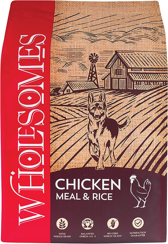 Wholesomes 2100090 40 lb Chicken Meal and Rice Recipe Dry Dog Food