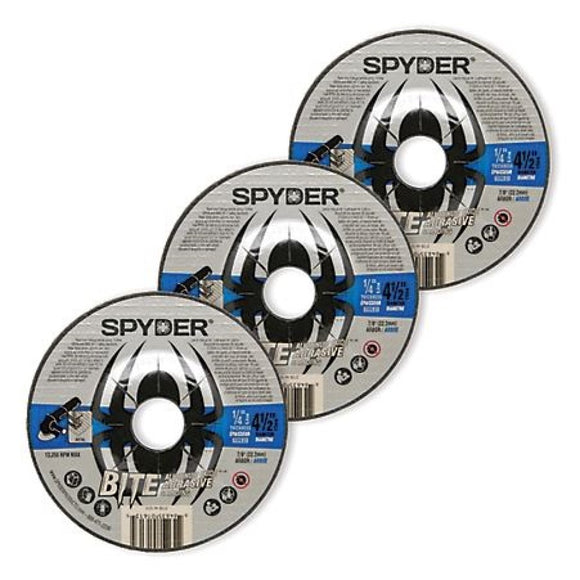 Spyder 21126-3 Bite 4.5 in. Aluminum Oxide Universal Grinding Wheel, 3-Pack