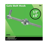 Hardware Essentials 851915 Zinc-Plated Gate Bolt Hook, 1/2 in. x 6 in.
