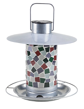 Royal Wing EX221017A - Mosaic Bird Feeder With Soft Glowing Solar Powered Light