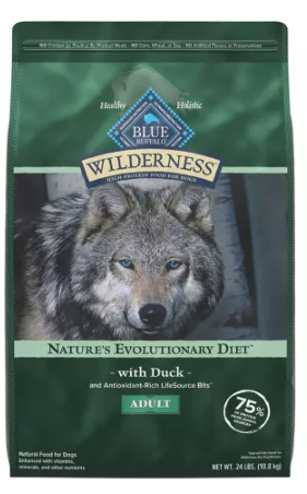 Blue Buffalo Wilderness Natural High-Protein Dry Food for Adult Dogs, 24 lb. bag