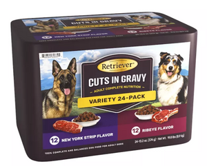 Retriever Adult Cuts in Gravy Wet Dog Food Variety,13.2 oz. Pack of 24 Cans