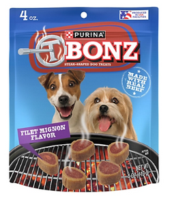 Purina T-Bonz Filet Mignon Flavor Steak Shaped Treats for Dogs - 4 oz. Pouch