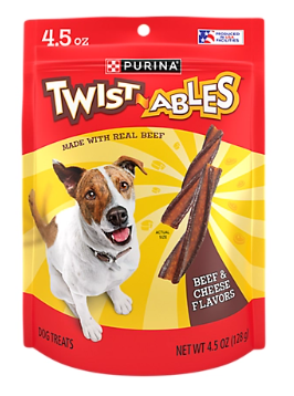 Purina 011132100179 - Twistables Beef and Cheese Flavor Treats for Dogs 4.5 oz.