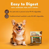 Pork Chomps DT016 - 6-inch Roasted Pork Skin Ribz Dog Chews, Chicken Free 10 ct.