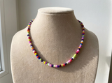 Handmade Rainbow Beaded Necklace, Colorful Y2K Indie Choker, Multi-Color Summer Bead Jewelry with Adjustable Extension