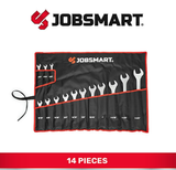 JobSmart JS202434 Alloy Chrome SAE Standard Head Combination Wrench Set, 14-pc.
