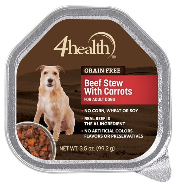 4health Grain Free Adult Beef Stew w/ Carrots Recipe Wet Dog Food, 3.5 oz. 1 Can