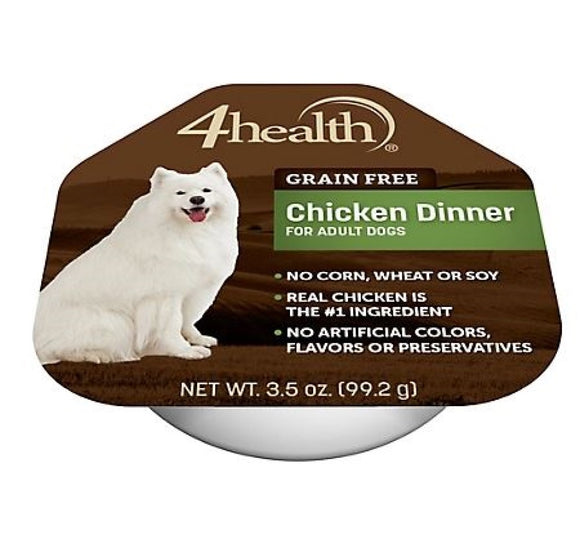 4health Grain Free 300205110 Adult Chicken Dinner Wet Dog Food, 1 Single, 3.5 oz