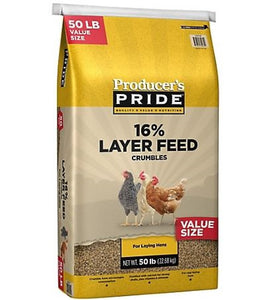 Producer's Pride 3005655-306 16% Layer Crumbles Chicken Poultry Adult Feed 50 lb