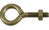 Hardware Essentials 322609 Forged Eye Bolt with Hex Nut, 1/4-20 X 2" Gold-Plated